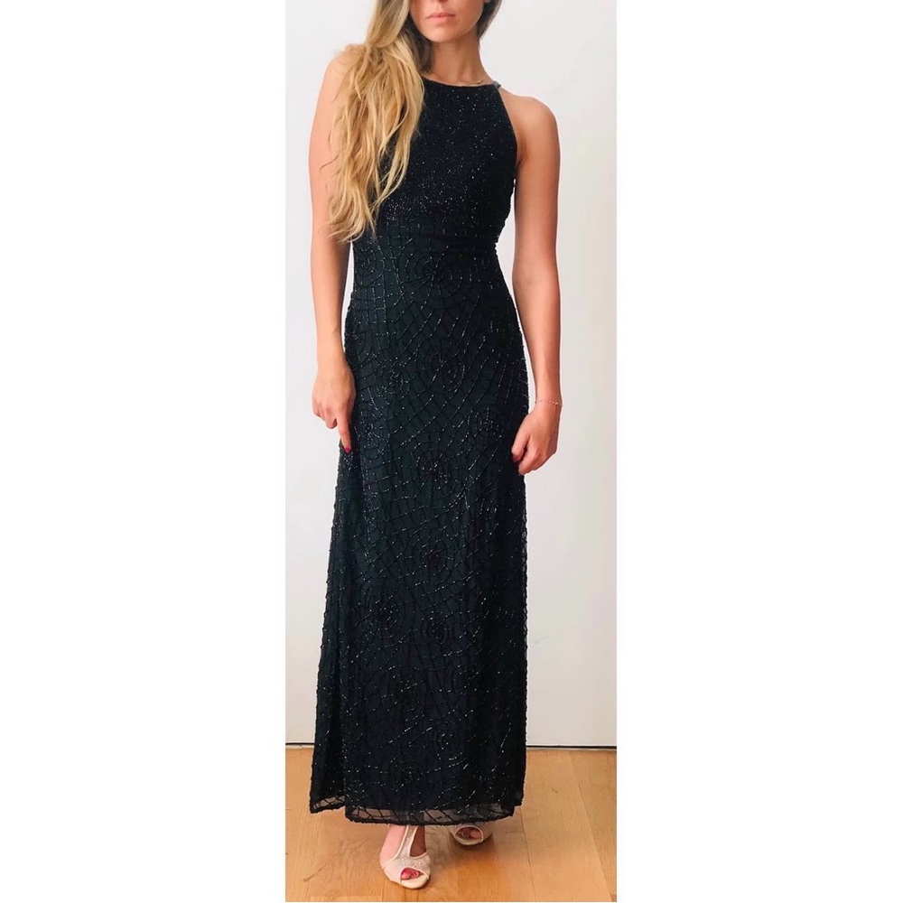 Vintage Black Beaded SPIDERWEB Dress XS - Picture 5 of 9